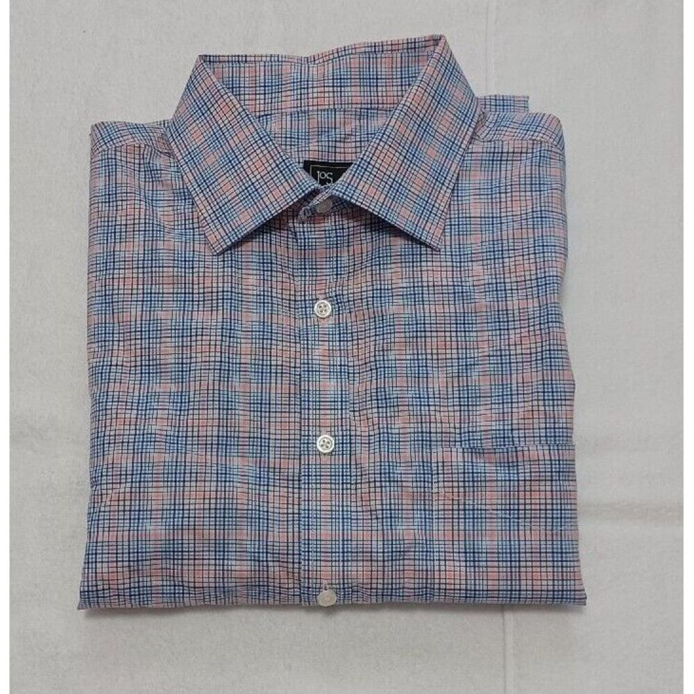 Jos A Bank Traveler Mens Blue Orange Plaid Long Sleeve Button Down Shirt‎ XL
